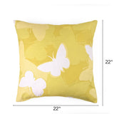 Meadow Morn White Butterfly Daffodil Yellow outdoor pillow, 22 by 22 inches.
