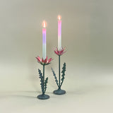 tole metal lotus flower candleholders with candles