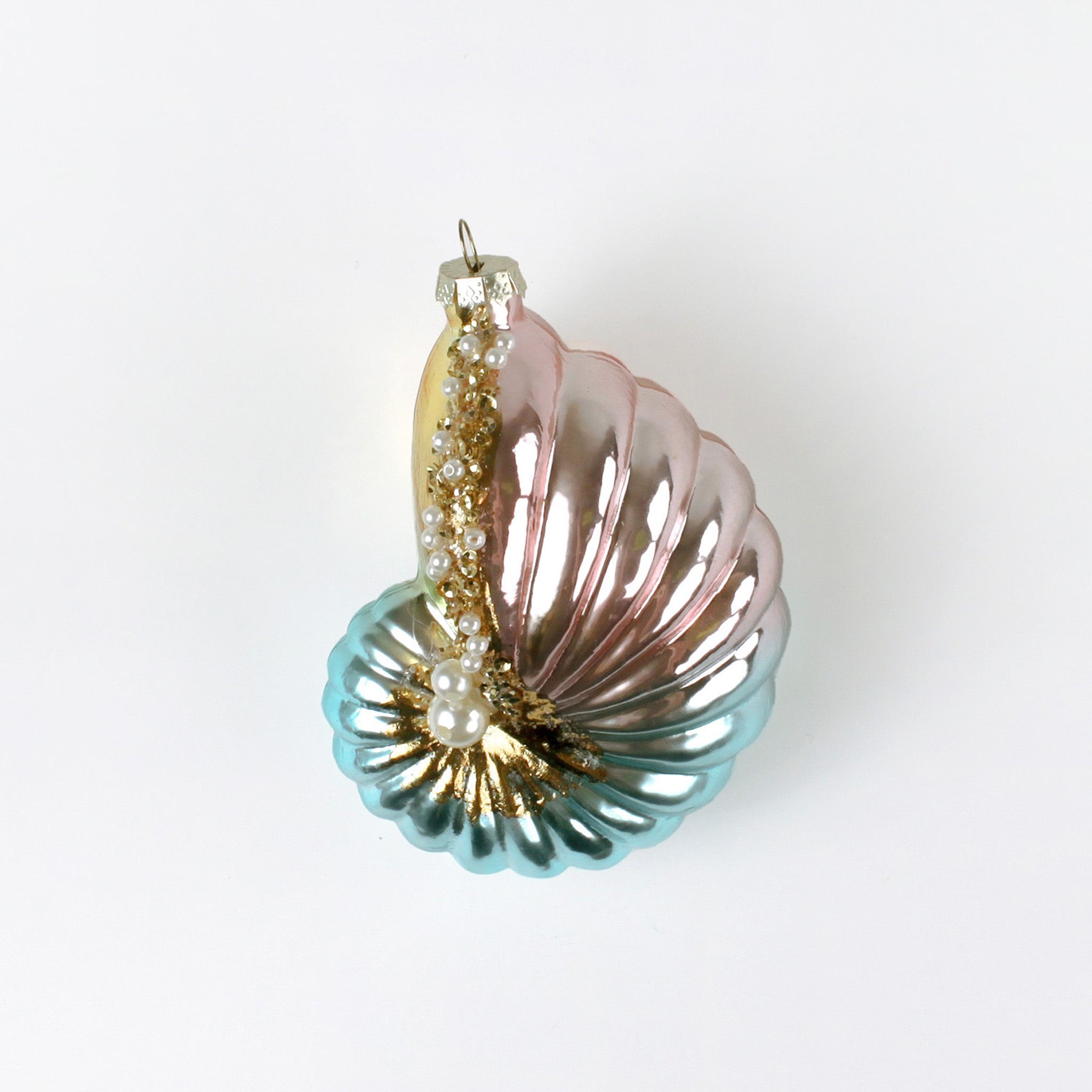 Decorative ornament with shell design on a white background