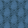 mid blue pineapple print fabric on a navy blue background. 