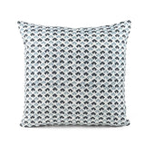 Back view of Old Jaipur Blue White Square outdoor pillow.