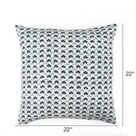 Old Jaipur Blue White Square outdoor pillow, 22 by 22 inches.