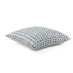 Side view of Old Jaipur Blue White Square outdoor pillow.