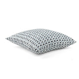 Side view of Old Jaipur Blue White Square outdoor pillow.