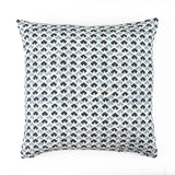 Old Jaipur outdoor pillow with blue and white decorative pattern.