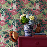 Old Peking Unpasted Chinoiserie Wallpaper - Strawberry
