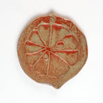citrus fruit shaped ceramic plate with decorative citrus pattern on a white background