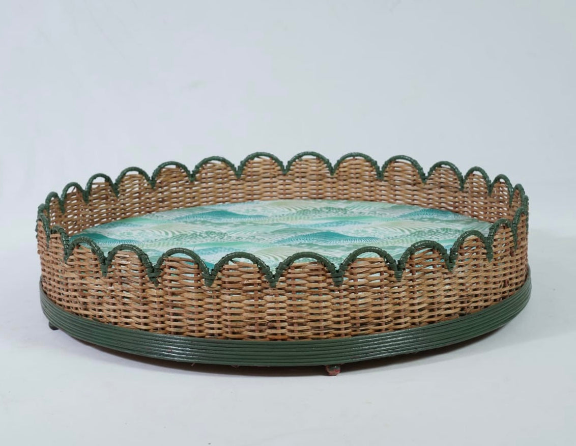 Scalloped Rattan Dog Bed