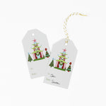 2 gift tags with pagodas chinoiserie christmas design with a space for personal message