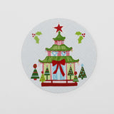 Festive Pagodas Christmas Round Paper Coasters