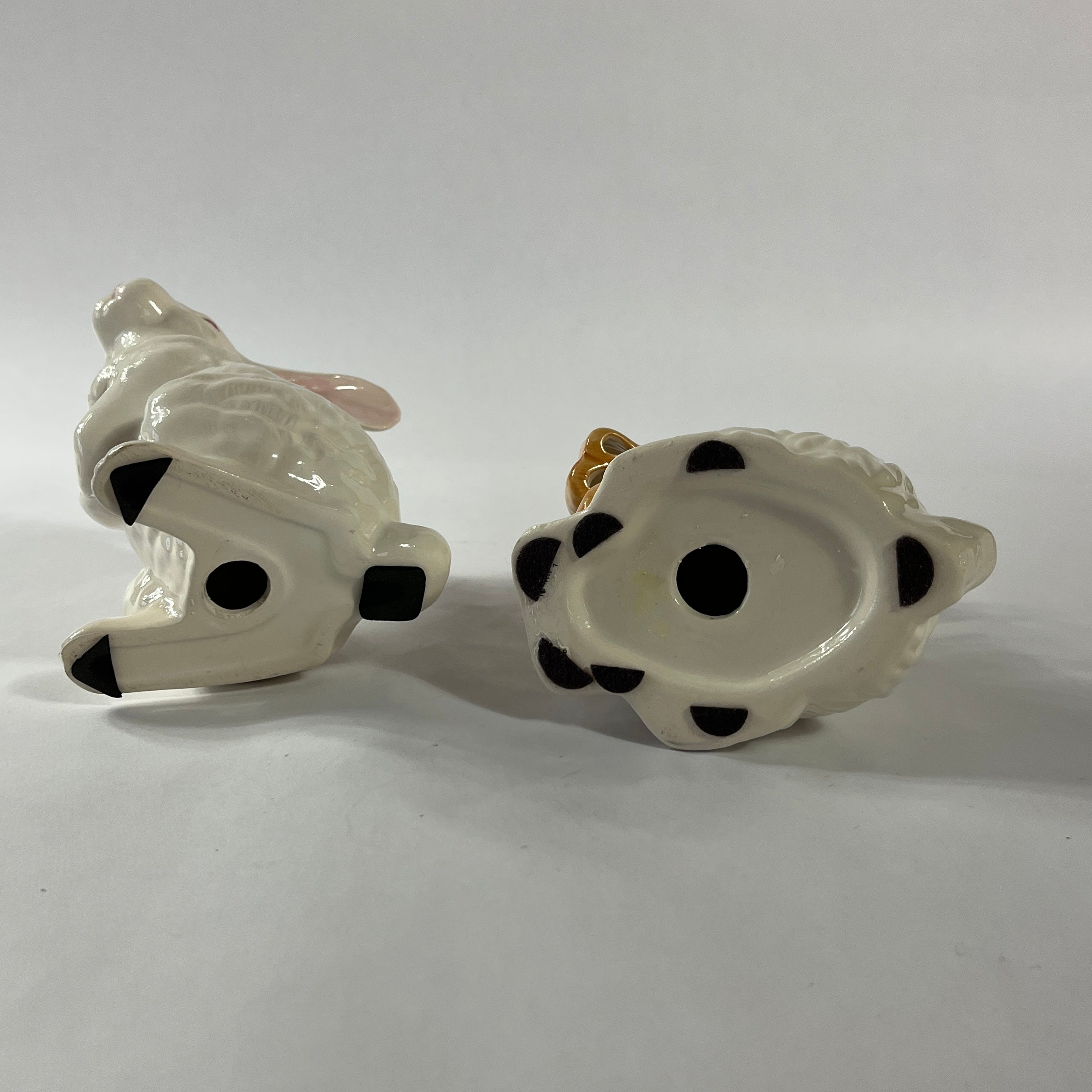 Underside view of vintage ceramic bunnies