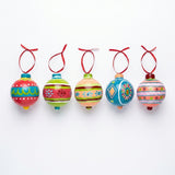 Hand-Painted Large 4" Colorful Christmas Ornaments, Set of 5
