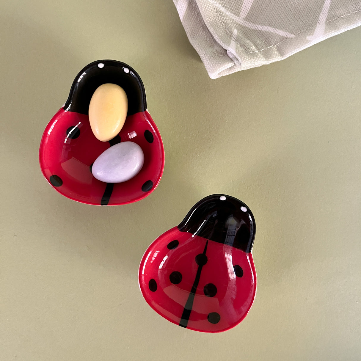 two petite ladybug accent bowl