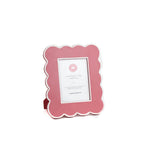 5 x 7 Pink scalloped photo frame on a white background
