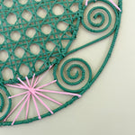 Pink/Green Hand-woven Round Rattan Placemats detail view