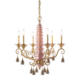 Pink Pagoda chandelier with gold detailing