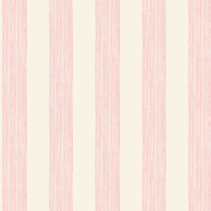 Pink striped wallpaper.