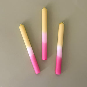 Light Green/White/Pink Color-Block Taper Candles, Set of 3