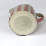 Hand-Painted Pink and White Striped Ceramic Pitcher