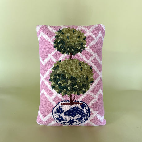 pink topiary pillow front view