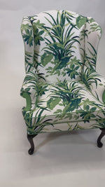 Vintage Jungle Road Palm Green Upholstered Wingback Chair