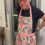 john Loecke madcap cottage wearing pink chinoiserie apron