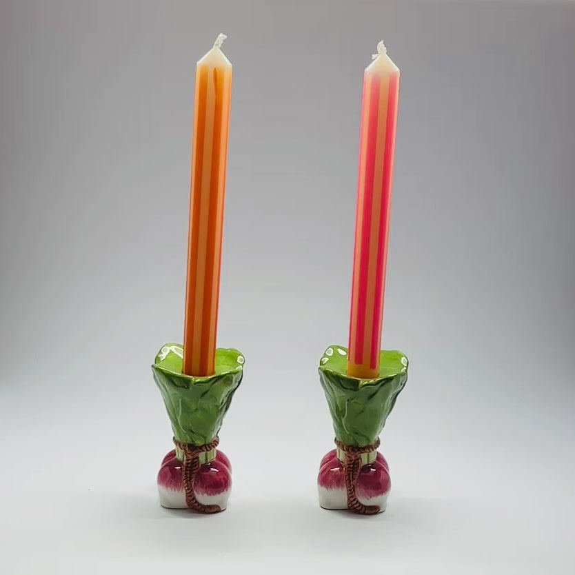 Vintage Radish Candleholders, Pair