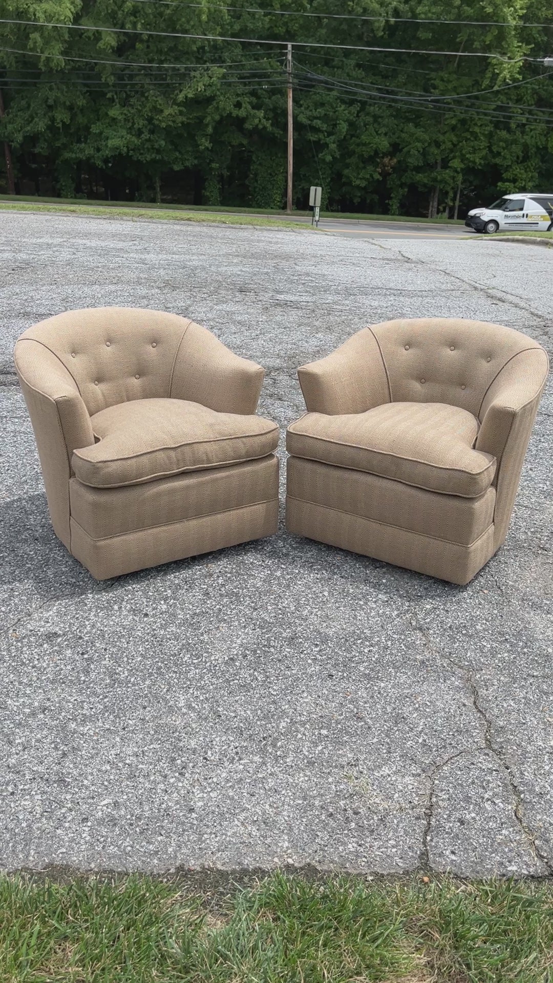 Mid-Century Swivel Chairs, Pair