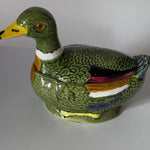 Vintage Lidded Portuguese Ceramic Mallard Centerpiece