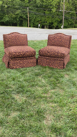 Vintage Leopard Print Slipper Chairs, Pair