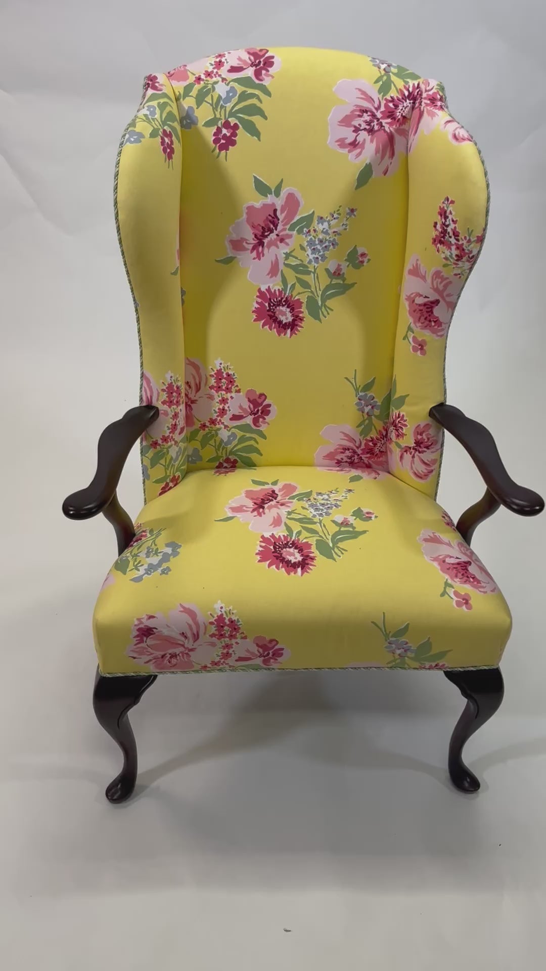 Vintage Swan's Island Floral Wingback Chair
