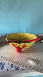 Vintage 1940’s Lobster Salad Bowl with Spoons/Tongs