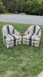 Vintage Barrel-Back Swivel Armchairs, Pair