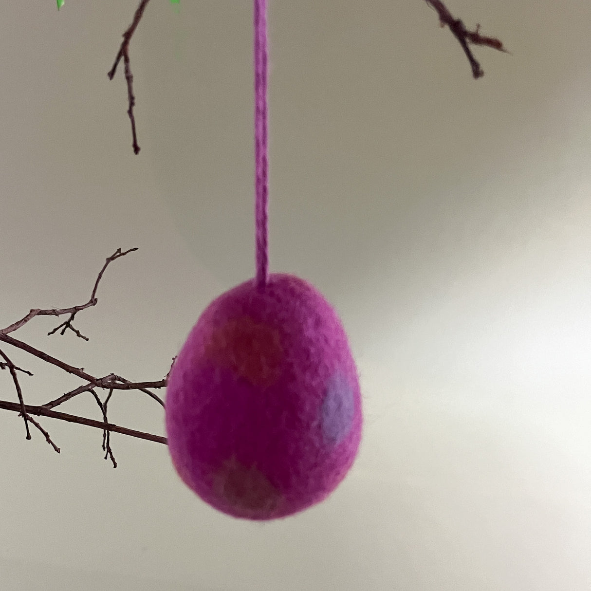 pink polka dot  blue felted wool easter egg ornament