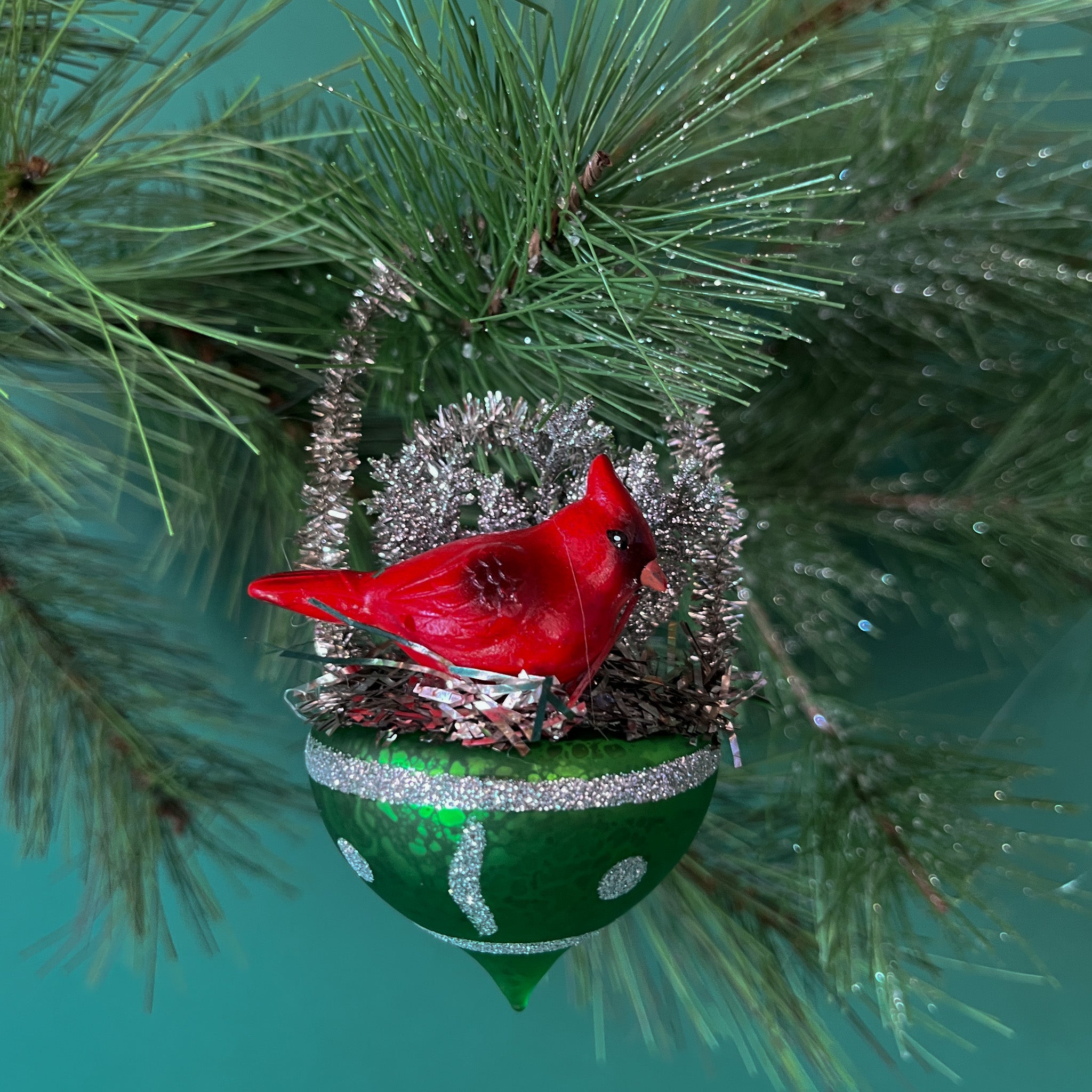 a Christmas Glitter Basket Santa Snowman Ornaments