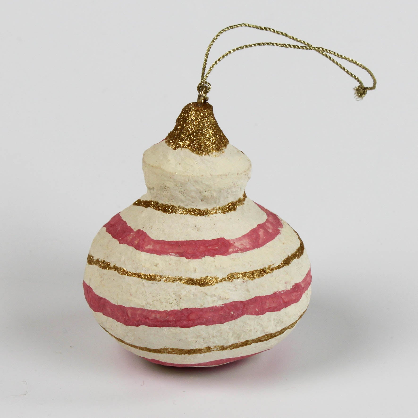 red round Painted Paper Mache crhistmas Ornament