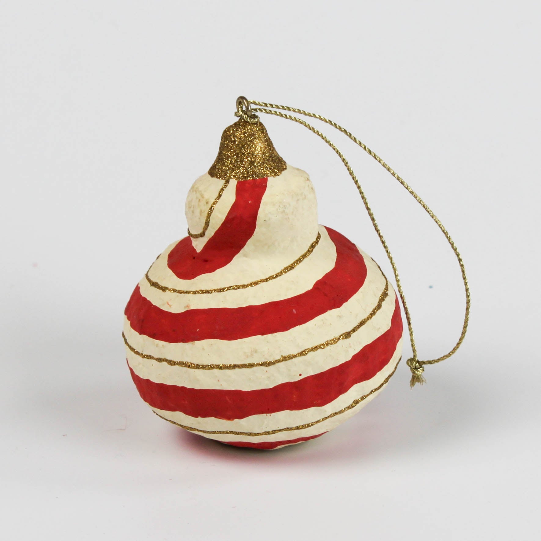 red round Painted Paper Mache crhistmas Ornament