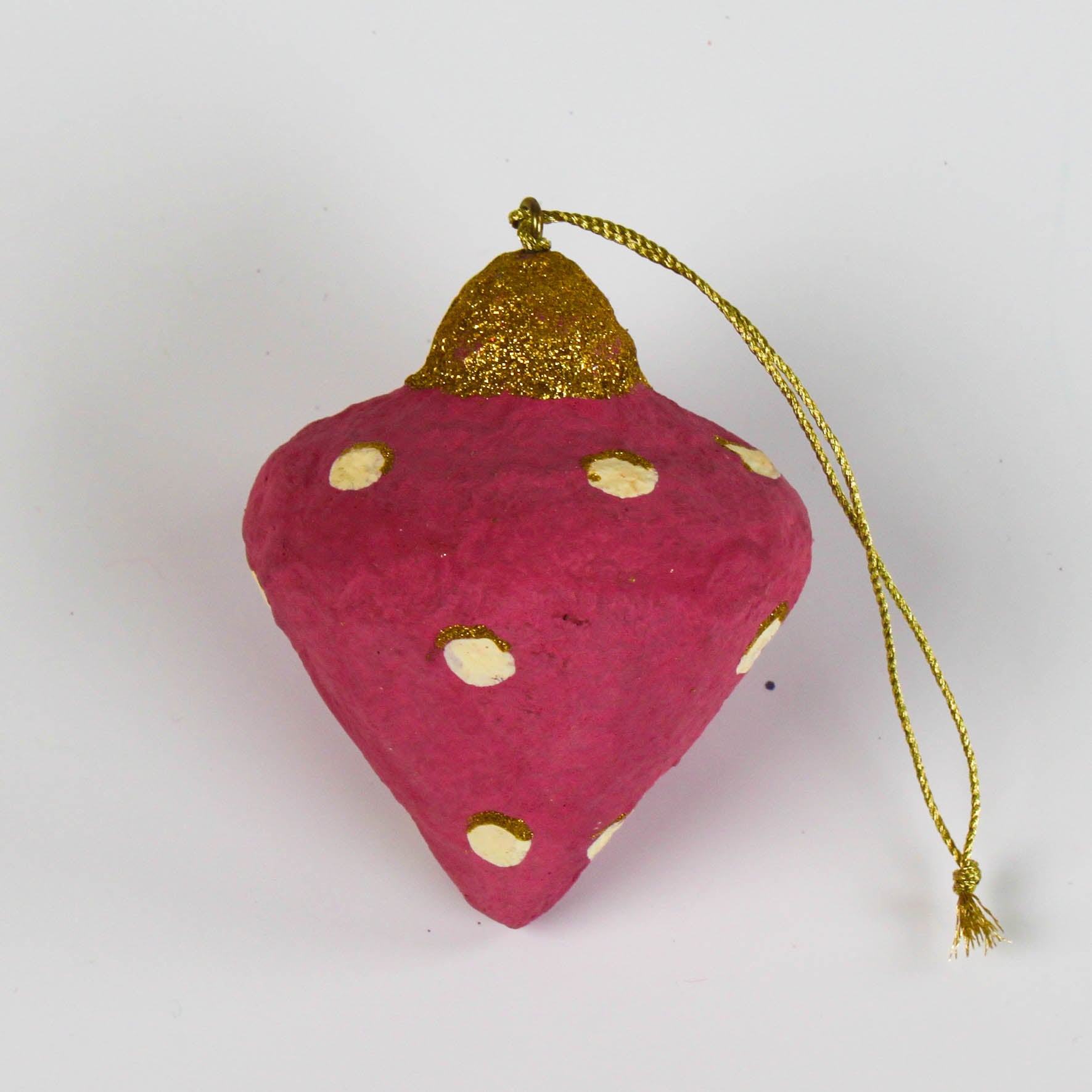 red Painted Paper Mache crhistmas Ornament