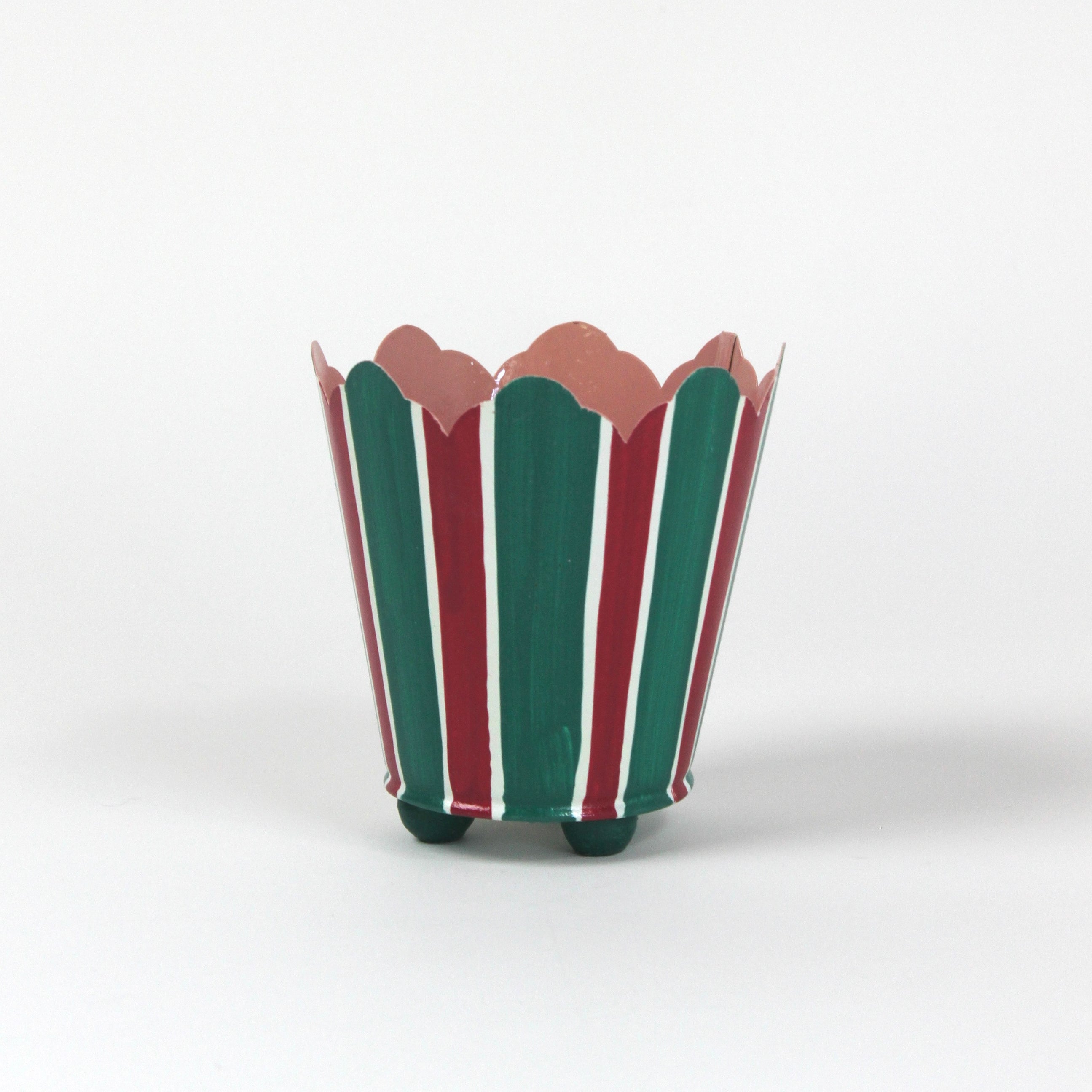 green and red striped cachepots from madcap cottage