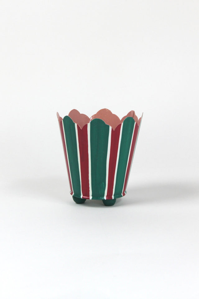 green and red striped cachepots from madcap cottage