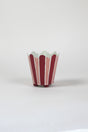 red and pink striped cachepots from madcap cottage