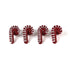 four rattan red and white candy candy christmas napkin rings on a white background. 
