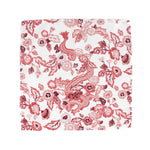 Red dragon pattern tea towel with intricate Asian-inspired motifs on a white background, bold kitchen linen perfect for Christmas tea towel styling, holiday cooking, and seasonal home décor