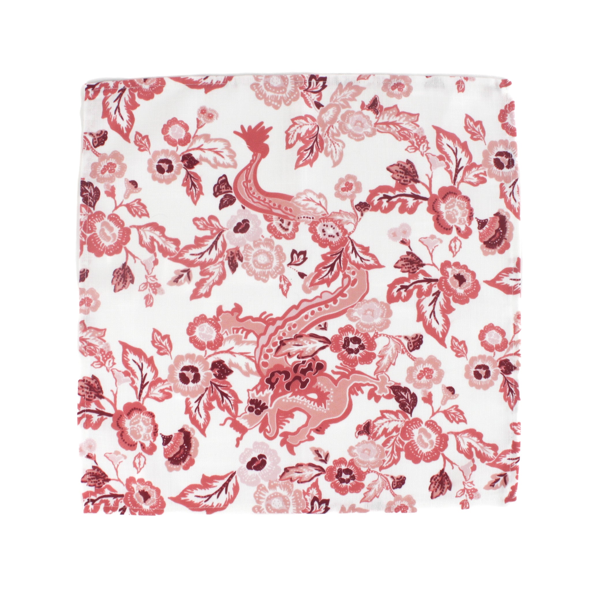 Red dragon pattern tea towel with intricate Asian-inspired motifs on a white background, bold kitchen linen perfect for Christmas tea towel styling, holiday cooking, and seasonal home décor