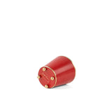 Red gold small tole metal cachepot bottom view on a white background
