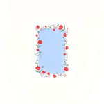 Blue menu card with floral border design on a white background