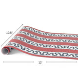 Harbor Trail red, white and blue paper table runner measuring 12 feet long and 19.5 inches wide.