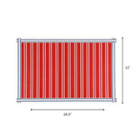 A red white and blue striped patriotic paper placemat displayed with 16.5" by 11" dimensions on a white background.
