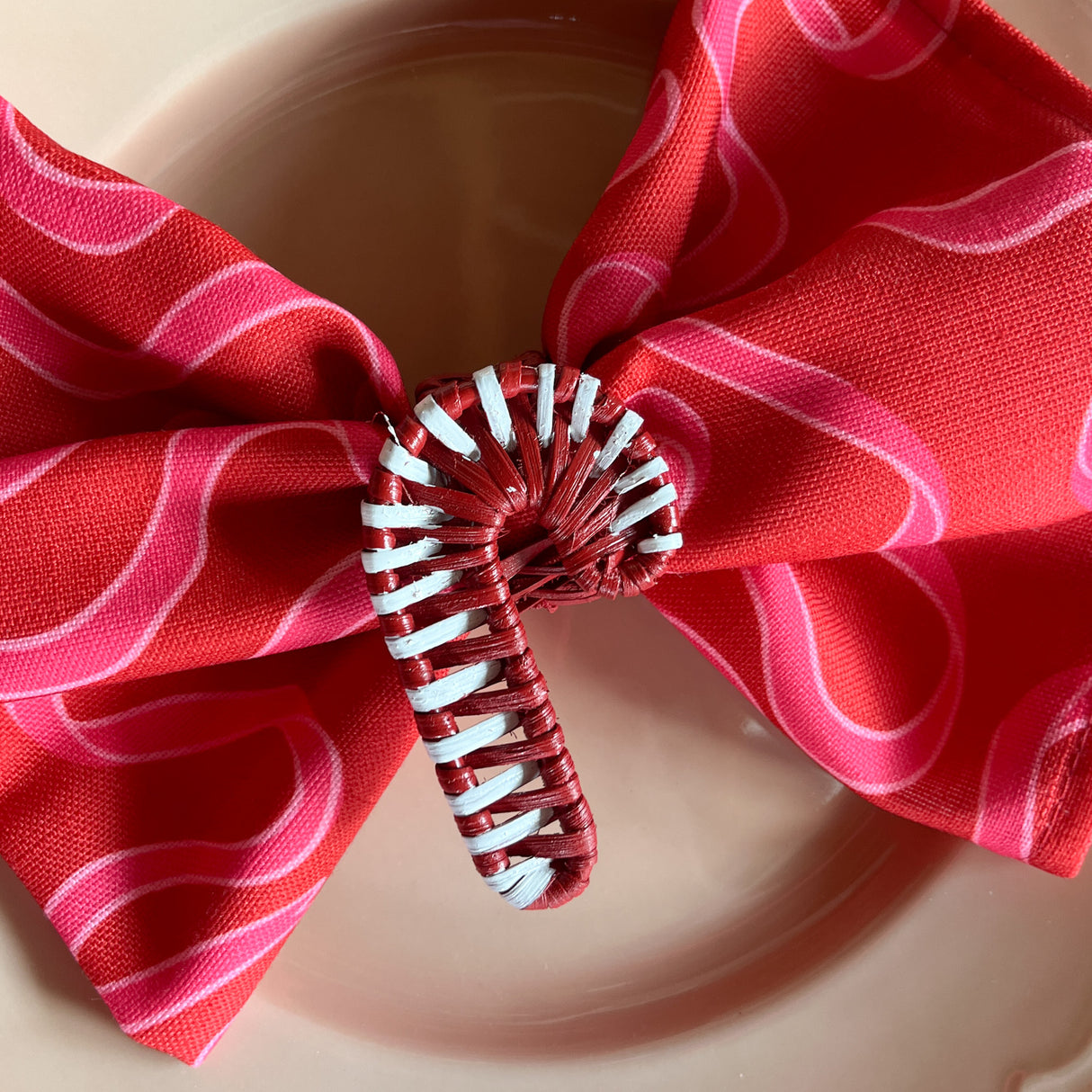 Red Candy Cane Napkin Ring Set of 4