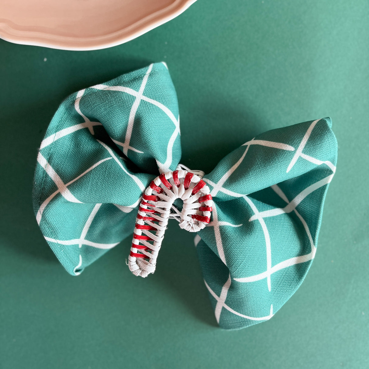 White Candy Cane Napkin Ring Set of 4